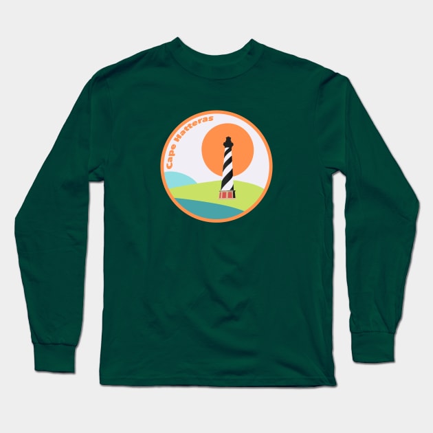 Cape Hatteras Lighthouse Sun Long Sleeve T-Shirt by Trent Tides